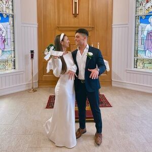 Ivory Long-Sleeve Cowl Back Maxi Dress